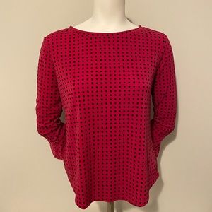 Womens XS Pink Black Polka Dot Blouse